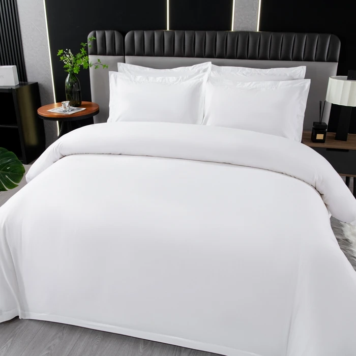 Wholesale Custom 60s Cotton 300TC Satin Chain Hotel Bedding Set 100% Fabric Soft Quilts Twin Size for Hotel Lines Bed Linens