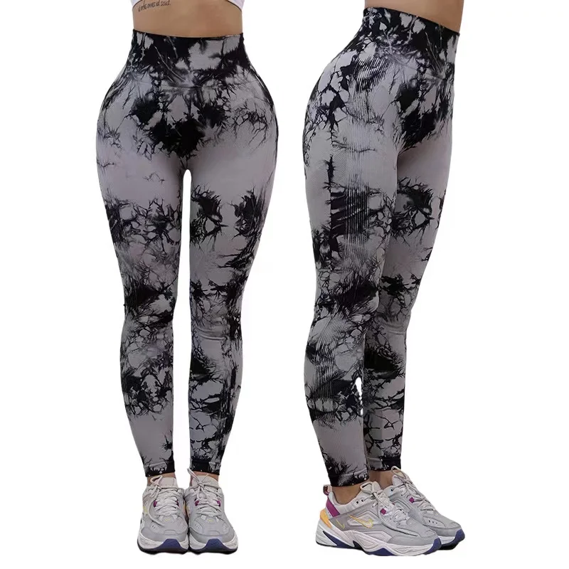 Tie Dye Seamless Leggings for Women High Waist Yoga Pants Scrunch Butt Lifting Yoga Leggings