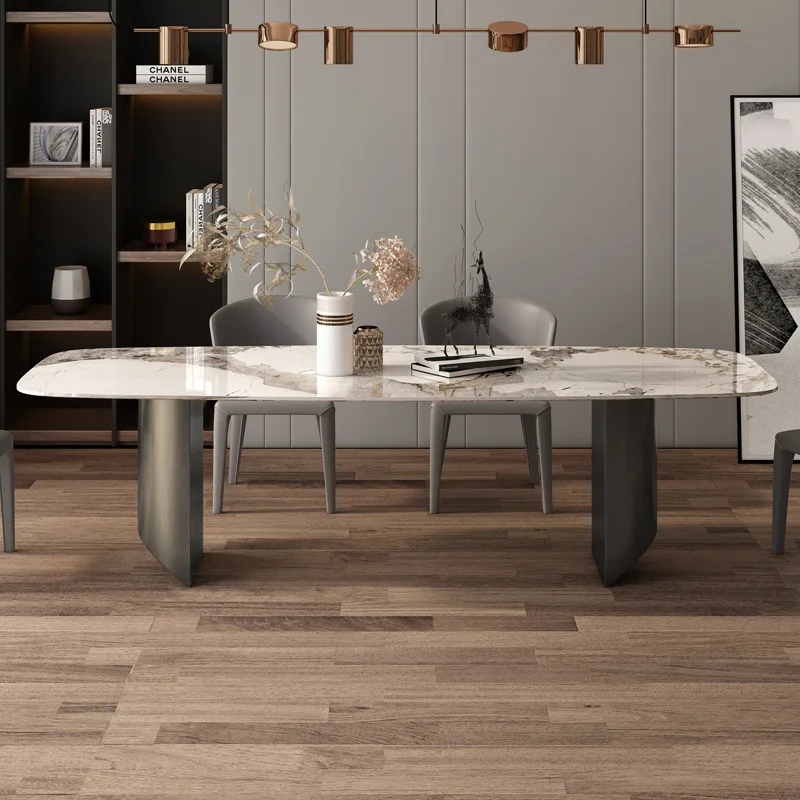 New Italy Design Hotel Restaurant Project Vila Home Use Steel Gold Dining Tables 10