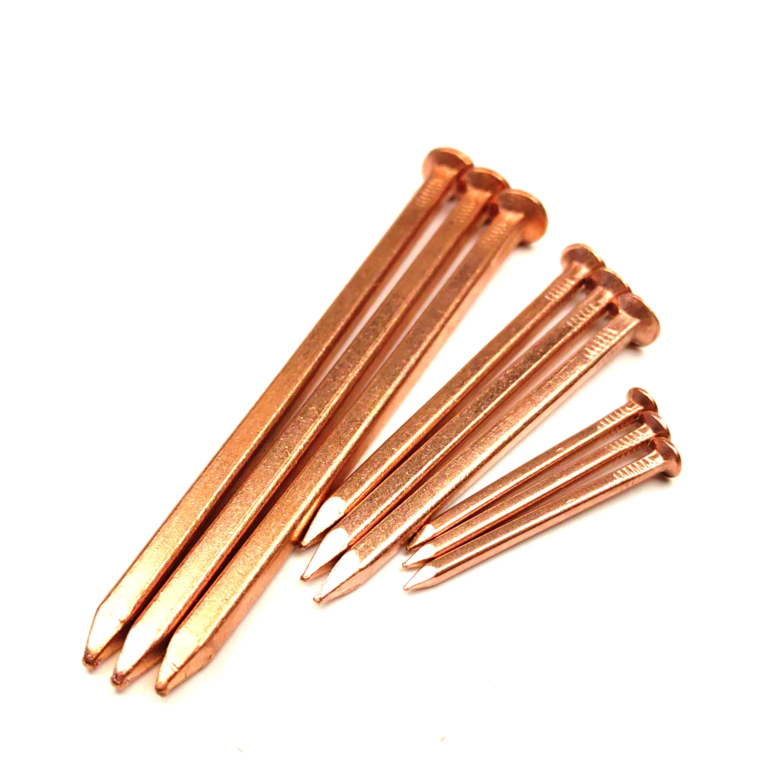 High Quality 30mm 40mm 50mm 60mm Copper Square Boat Nails And Copper Roves Copper Boat Building Nails Sale for South America