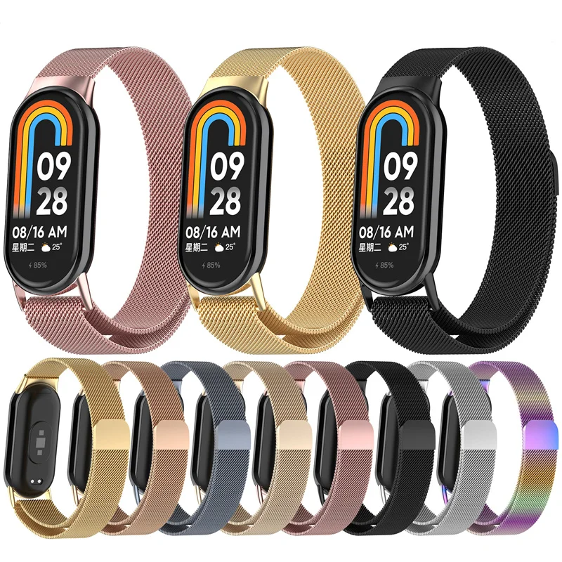 Stainless Steel Strap for Xiaomi Mi 9 8 Band Metal Milanese Bracelet on Mi Band 8 Wristband for Mi Band 9 8 Strap Accessories