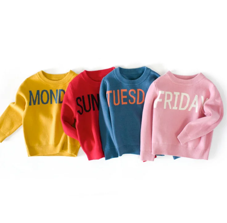 Детская одежда, оптовая продажа, Детский свитер с буквенным принтом, свитер для мальчиков и девочек