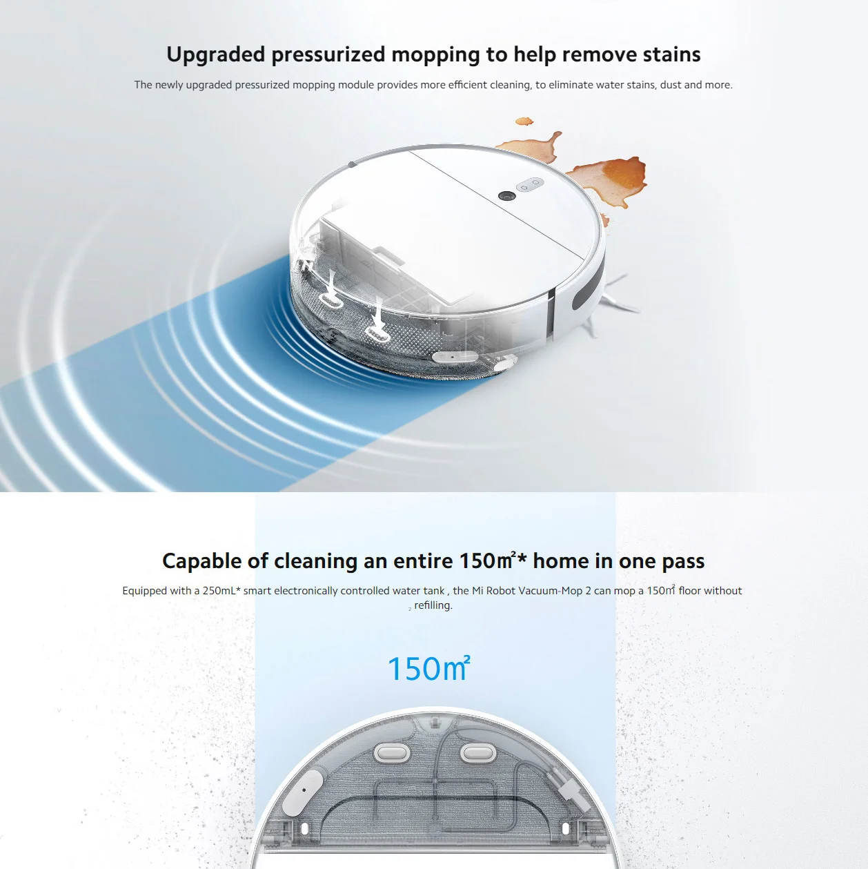 Global Version Xiaomi Mi Robot Vacuum-Mop 2 3200mAh Battery 2700Pa Suction Sonic Vibration Mopping Robot Cleaner Vacuum