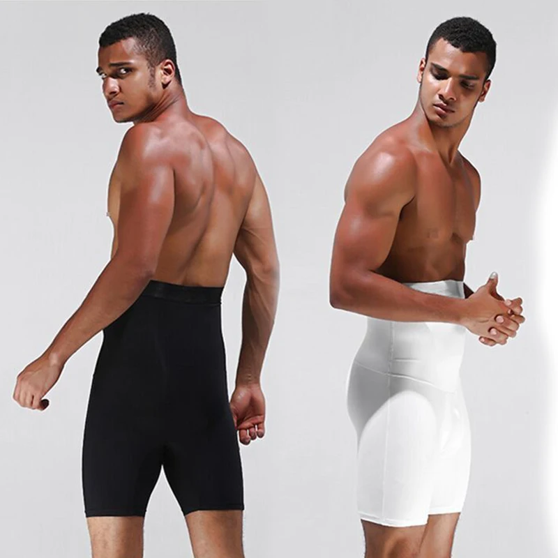 
Men Boxer Briefs Open Fly High Waist Slimming Underwear Belly Girdle Body Shaper Shaping Shorts 