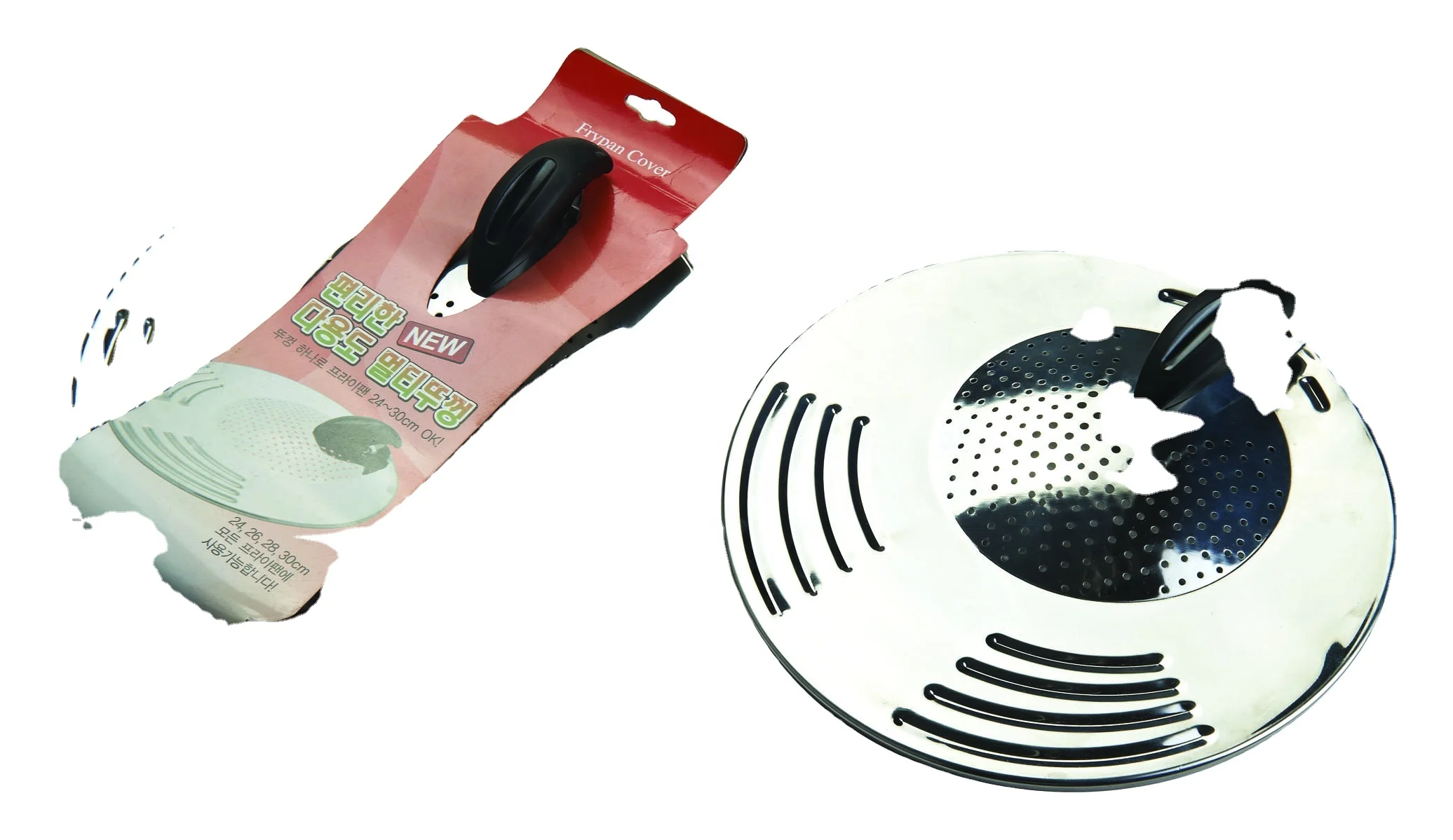 
430 Stainless Steel Anti Splash Frying Pan Universal Lid Fit 24cm 26cm28cm 30cm Pans and Spots 