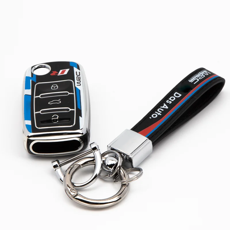 3-Button TPU Car Key Cover for Volkswan Protective Auto Shell Remote Key Fob Case with Keychain
