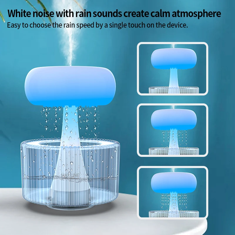 Portable Rain Cloudy rechargeable humidifier cold mist 7 color breathing light aroma diffuser mushroom humidifier JH10