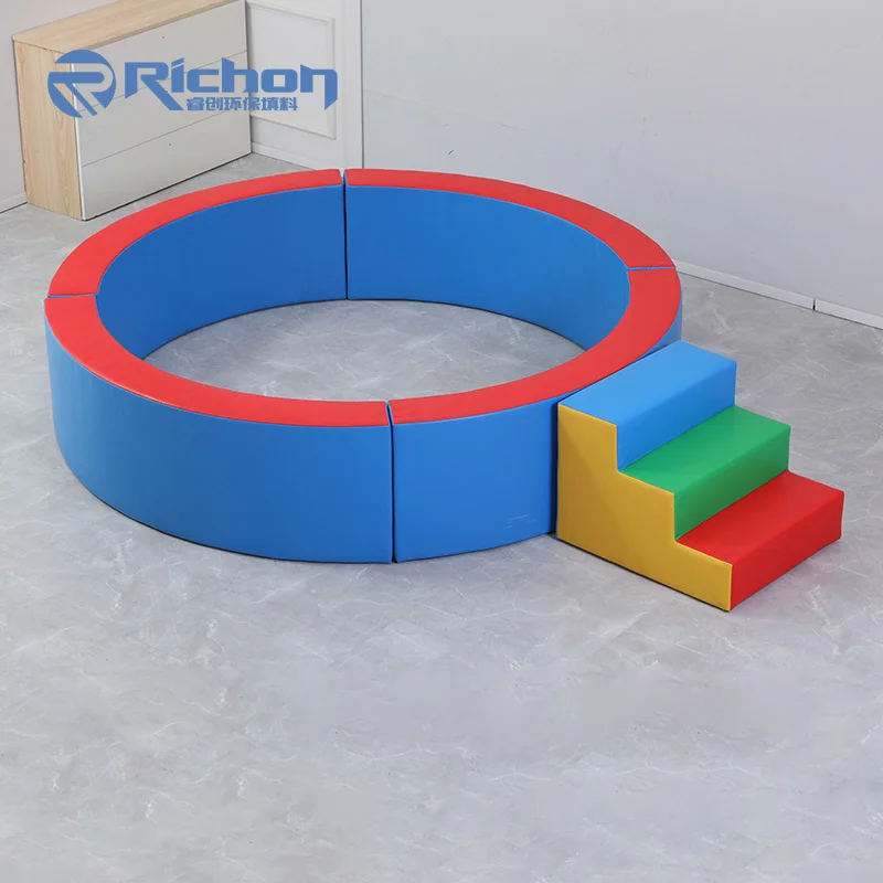 Kid Party Rental Equipment Big Round Foam Large Commercial Circle Toddler White Soft Play Ball Pit With Slide