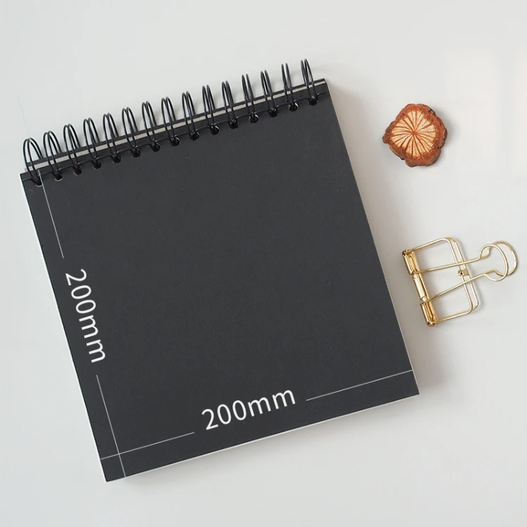 Custom Spiral Hardcover 180gsm Drawing A4 Black Art Sketch Book