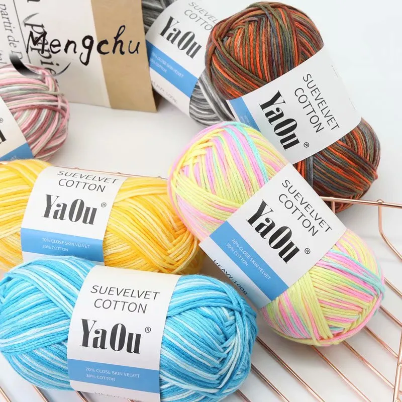 hand knitting crocheting 100g 8 ply space dye colorful cotton acrylic blend yarn