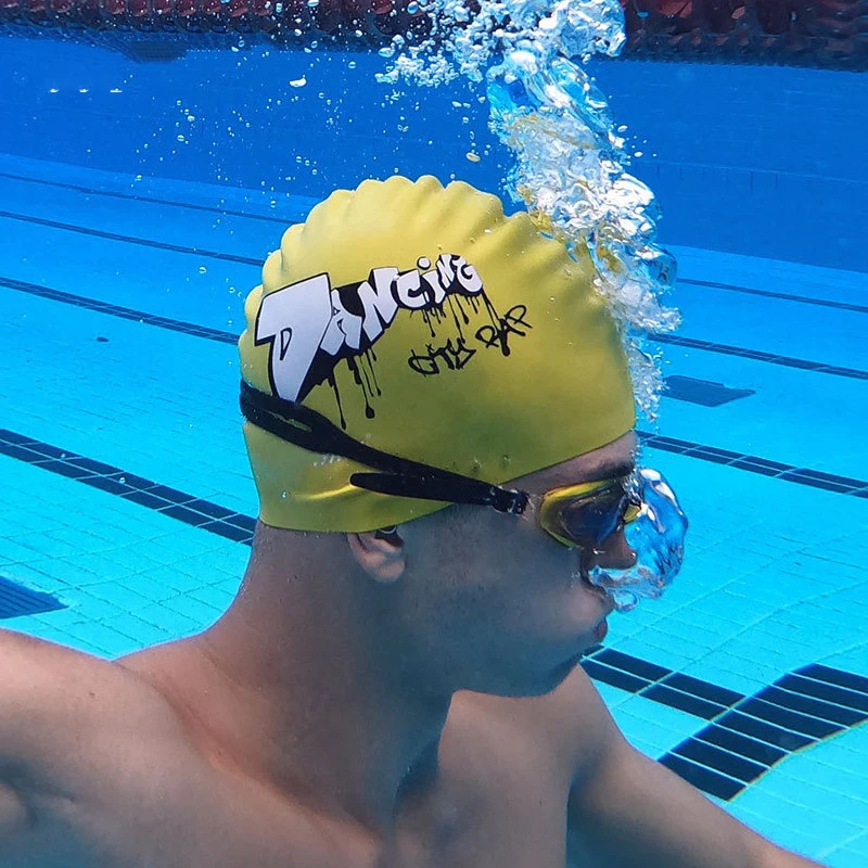 Long hair swimming cap Solid color plus adult printed waterproof silicone swimming cap