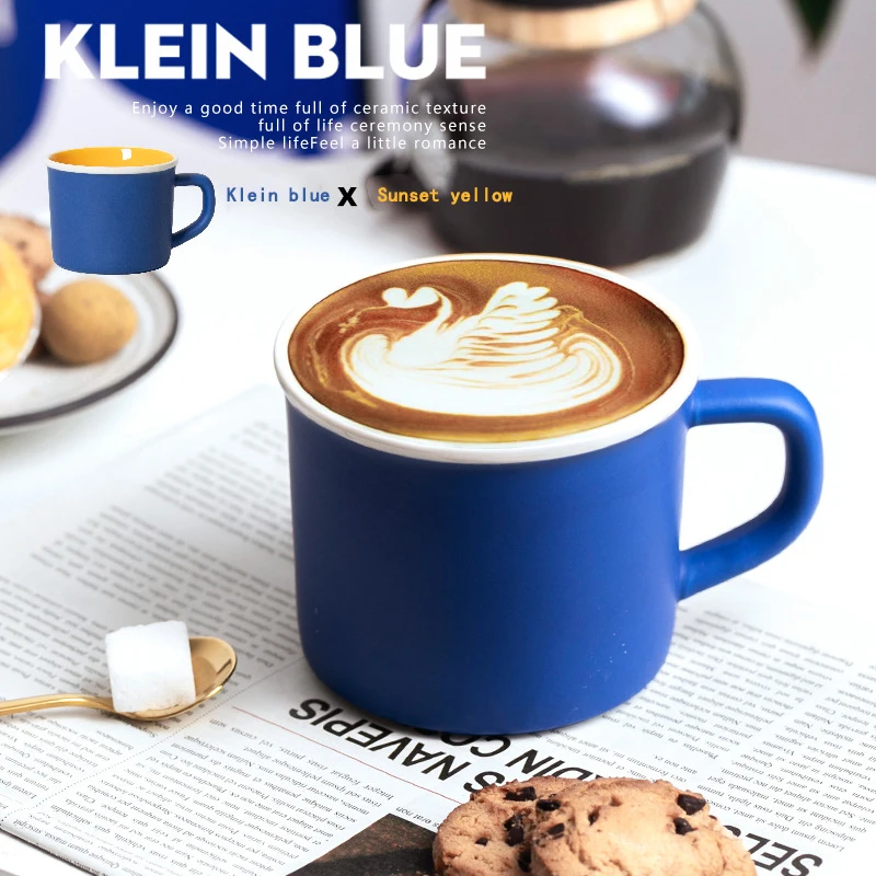Хит продаж, голубая керамическая кружка Klein, креативная индивидуальная Корейская кофейная чашка, фарфоровая детская чашка для молока и чая для вечеринок