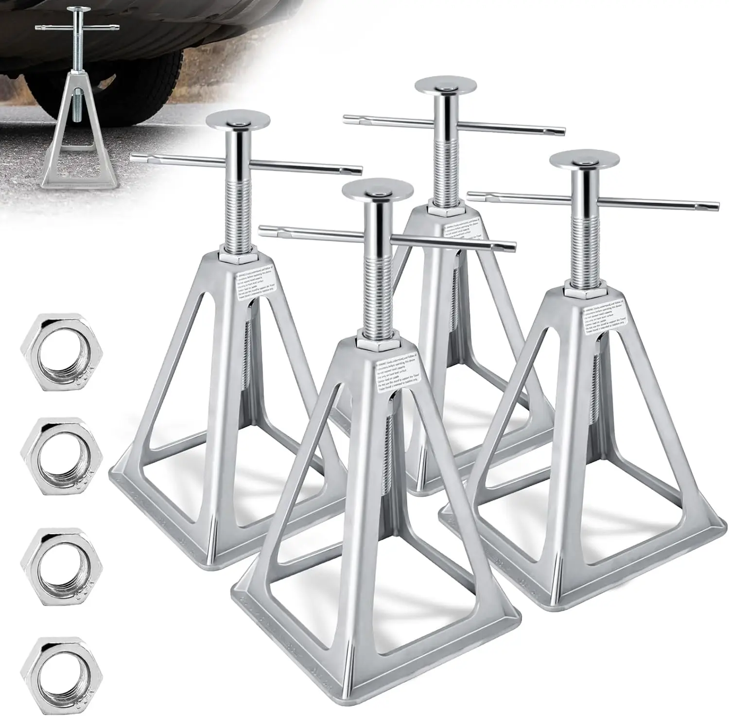 4 Pack Trailer Stabilizer Jacks with Additional Screw Nuts Heavy-Duty Aluminum RV stabilizer Jacks