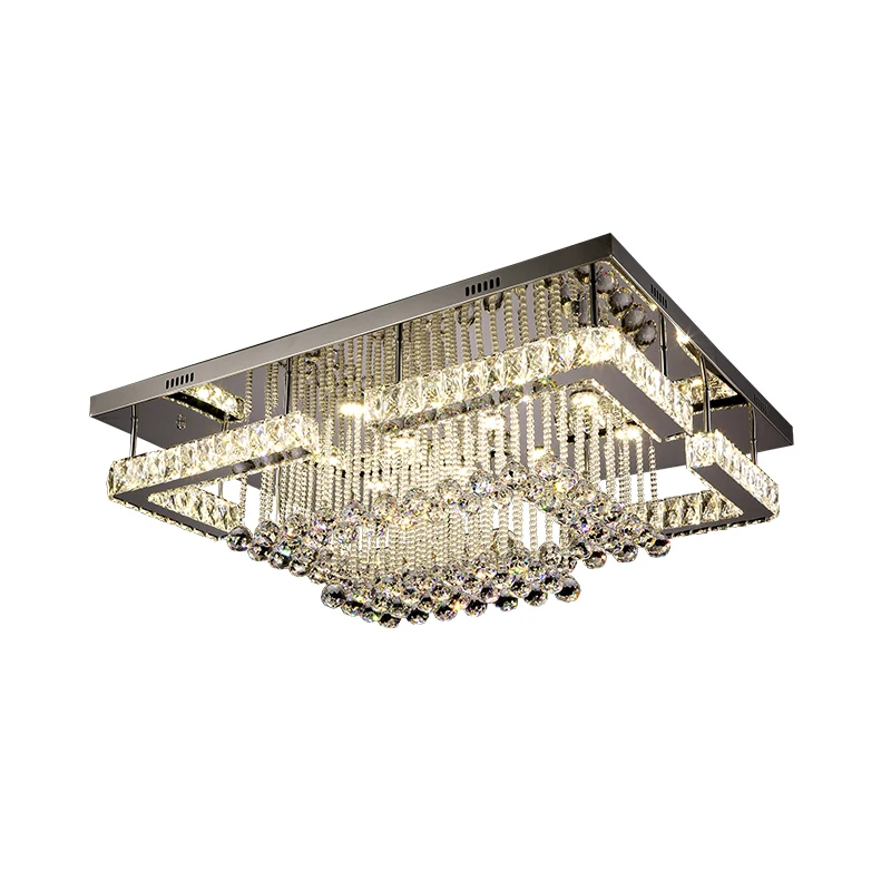 Modern crystal chandelier square lightings accessories prisms crystal chandelier Color Changeable Ceiling Lights 9203-1000*800