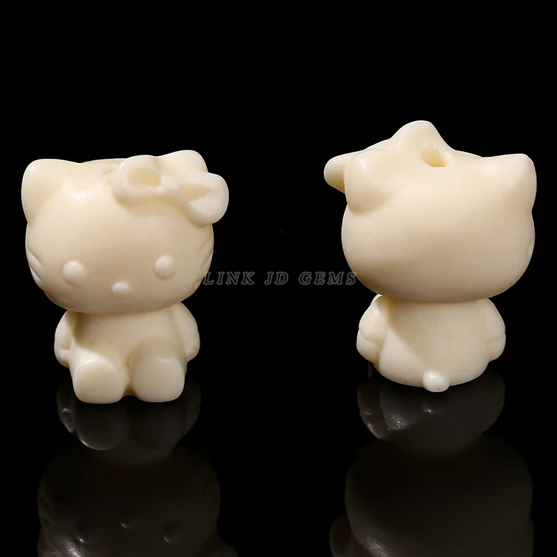JD Wholesale Handmade Carved Natural Natural Phytelephas Macrocarpa Ivory Nut KT Cat Shape Spacer Beads for Jewelry Making