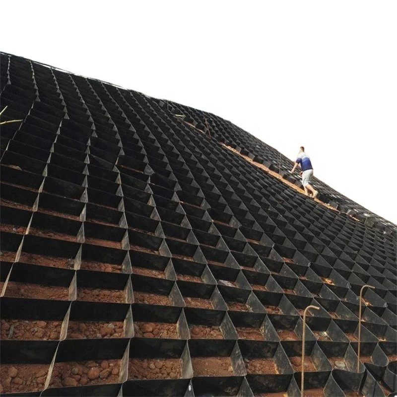 Geocells en nid abeille Geocellule HDPE grid stabalizer Geocellule noire for road construction slope retaining wall