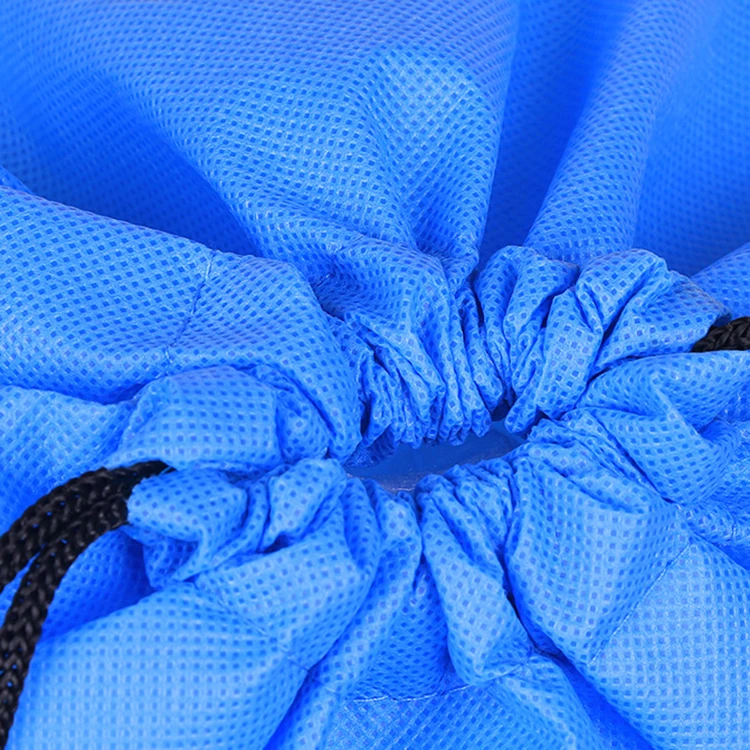 Wholesale eco friendly blue color 80gsm non woven drawstring backpack bag for students