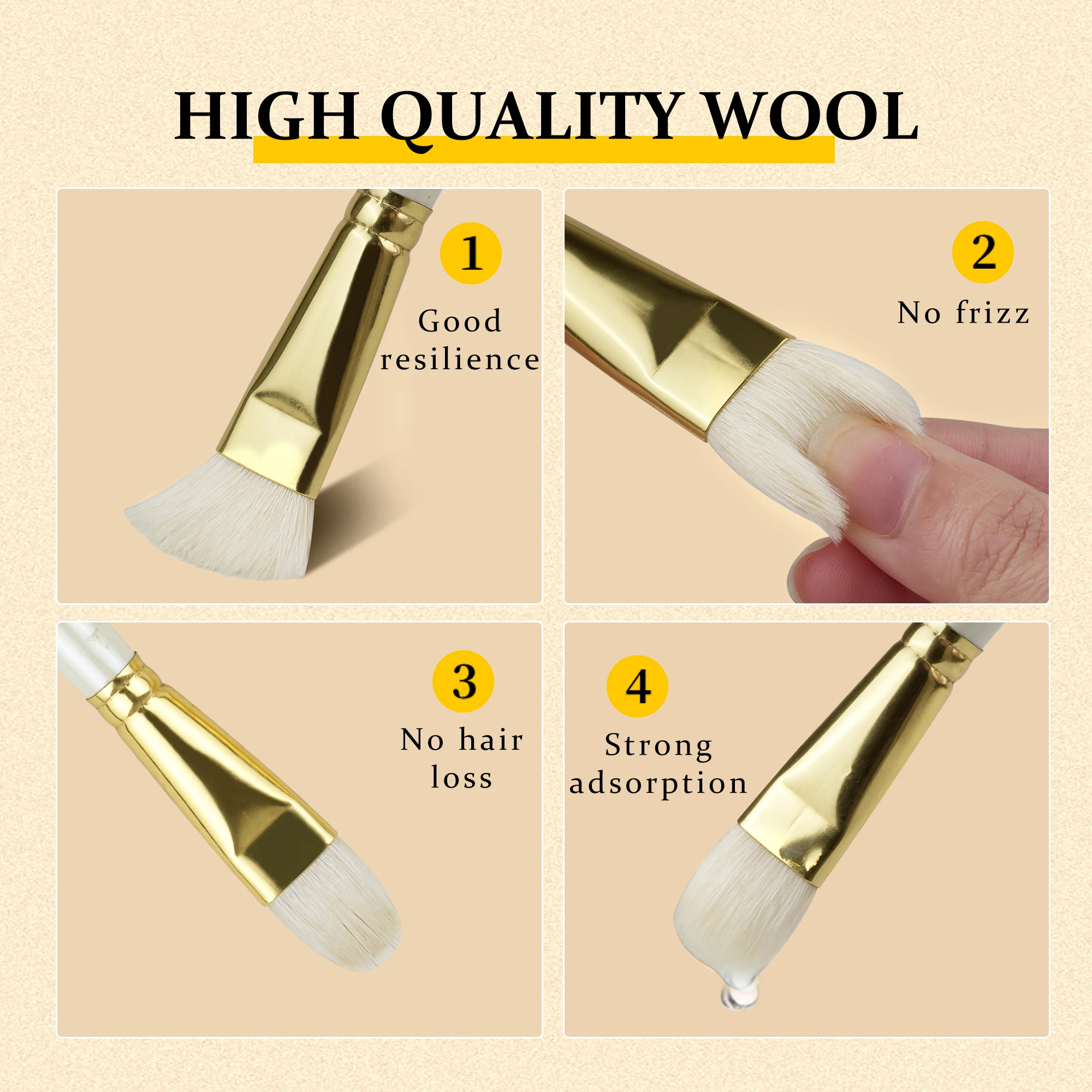 Wholesale 6PCS Oil Acrylic Painting Brushes Wool Hair Watercolor Artist Paint Brush Set