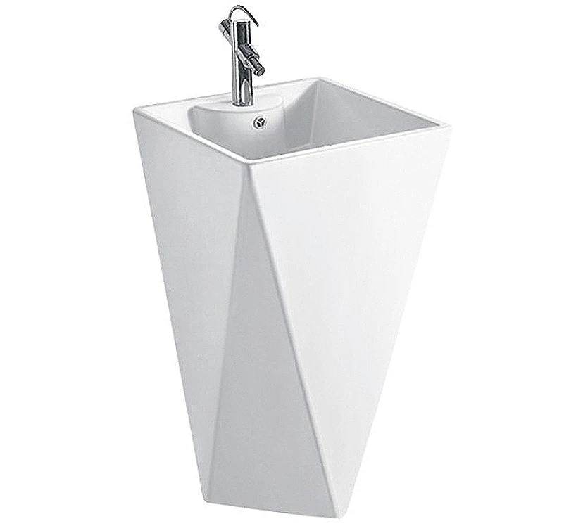 European Style Pedestal Basin Wash Hand Standing Basin Ceramic Bathroom Modern Comfortable Pedestal Sinks 5 Layers Carton Box