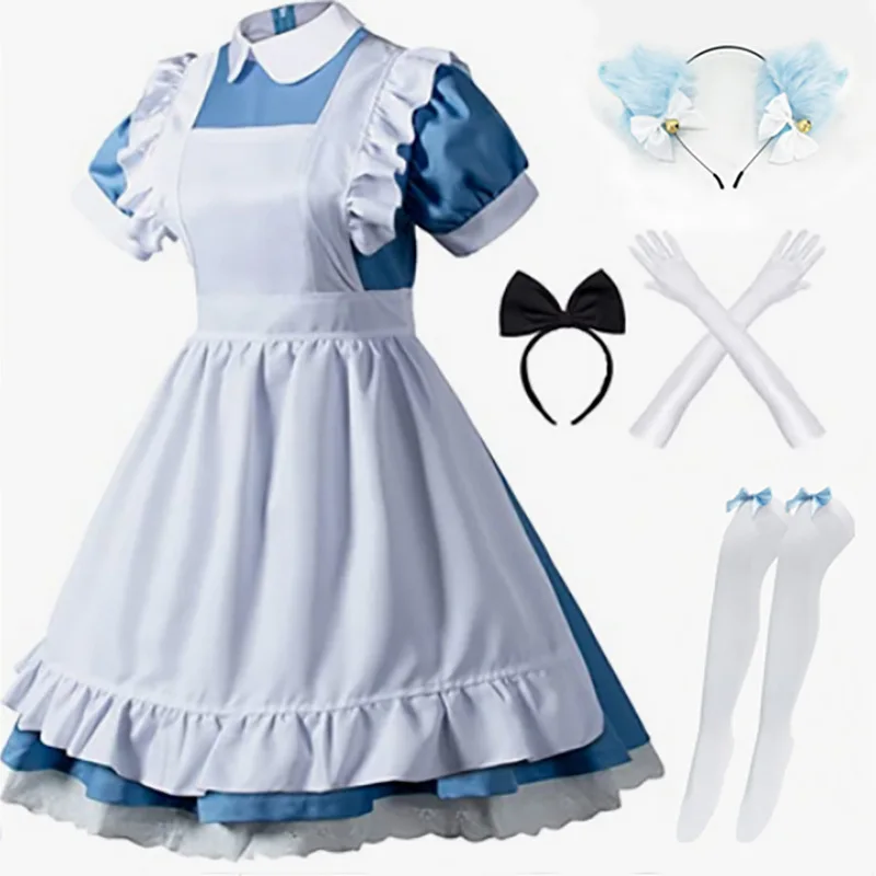 Classic Maid Anime Cosplay Costume Black White Plus Size Apron Maid Cat Girl Kawaii Japanese Outfits Party Princess Lolita Dress