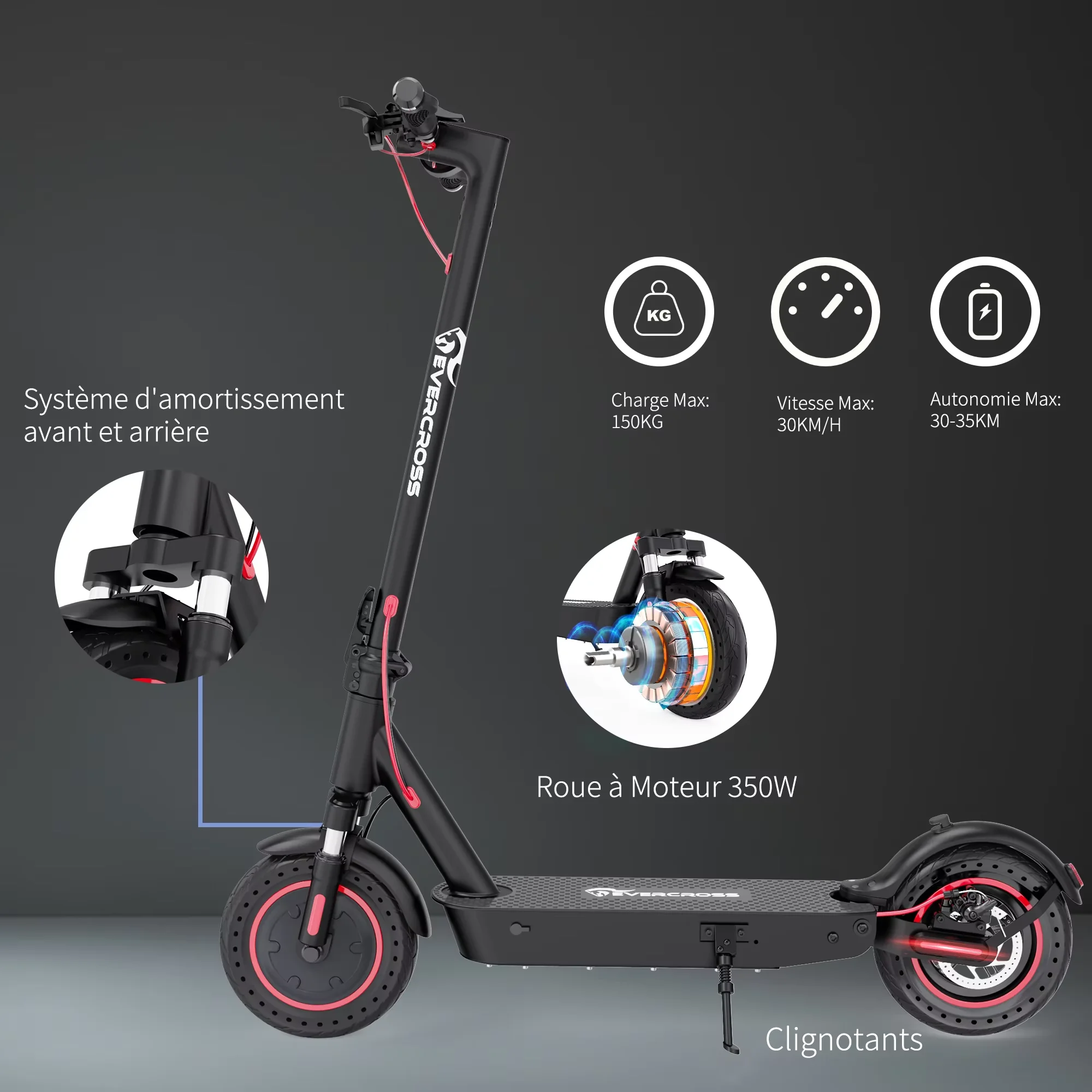 Green Urban Hybrid Turbo EU UK Stocks Fast Speed Fold City E-scooter EVERCROSS EV10K Pro 500W E-Scooter Fast Delivery