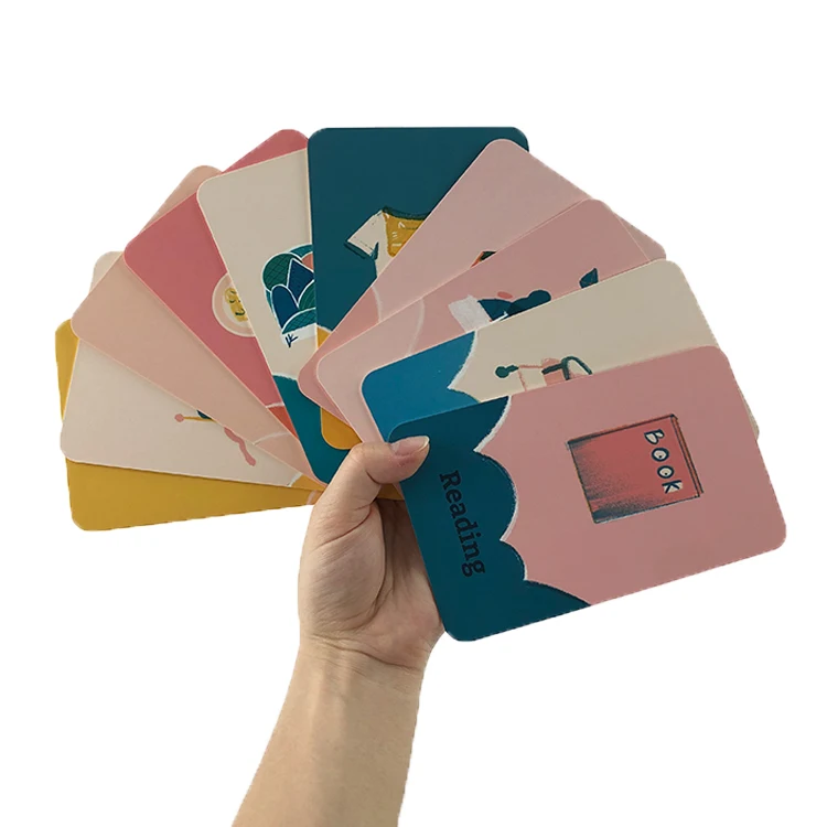 Custom High Quality Double Sided Printing Card Game Daily Routine Square Rectangle Game Card Flash Cards For Kids