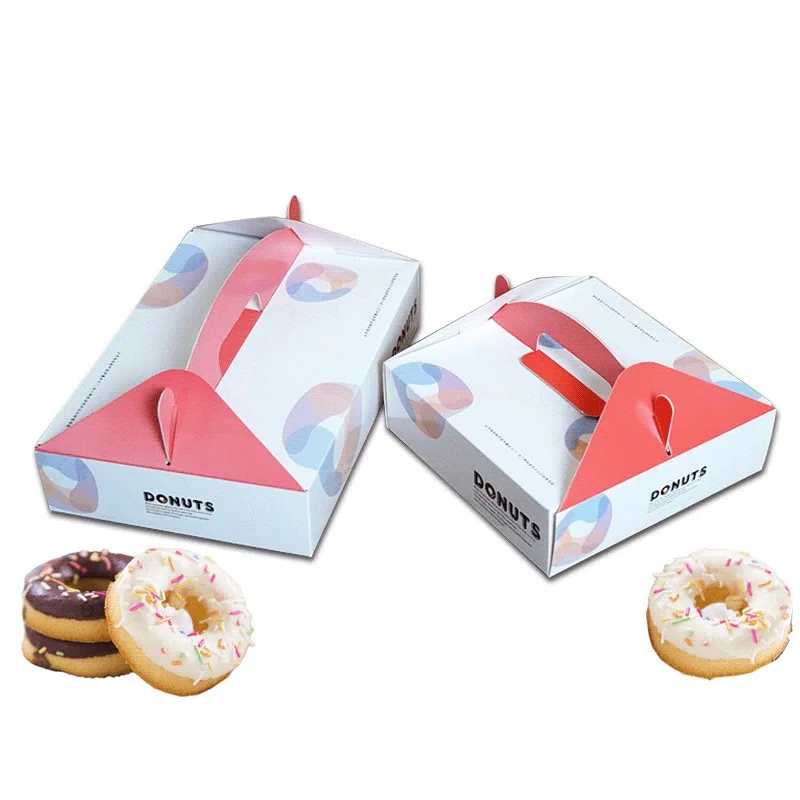 
Yc60008 Custom Disposable Kraft Paper Bakery Donut Takeaway Packaging Box Portable Food Baking Packaging Box 