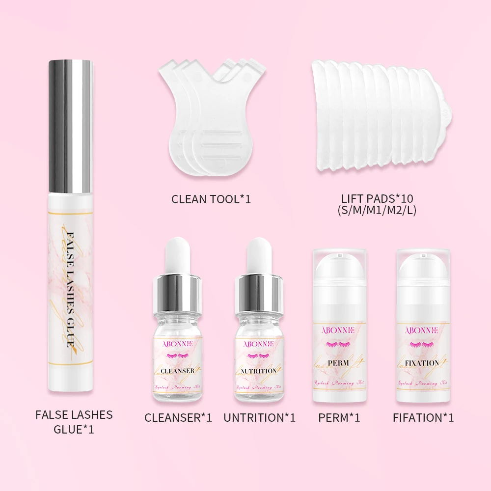 Abonnie Korea High Quality Eye Lash Lifting Set Profesional Eyelash Brow Lashlift Private Label Lash Lift Kit