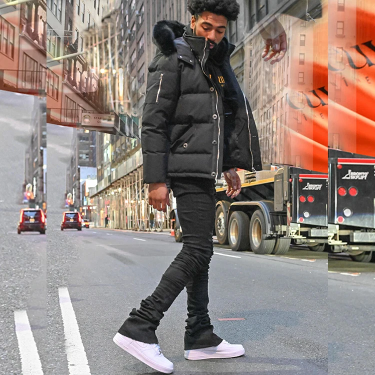 DiZNEW OEM men stacked jeans logo 3xl black stacked-jeans-men