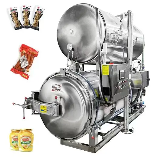 Full Automatic Autoclave Steam Food Retort Sterilizer Machine For Glass Jar Tin Can