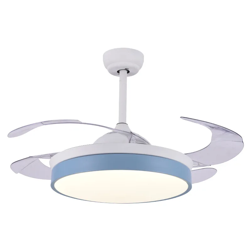 Factory Recommended Retractable Ceiling Fan with Light and Speaker 36w 42 Inch LED  Fan Chandelier with Remote