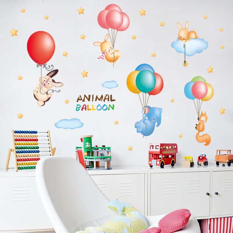 Animal balloon cartoon wall sticker children room bedroom living room kindergarten cartoon decoration wall sticker