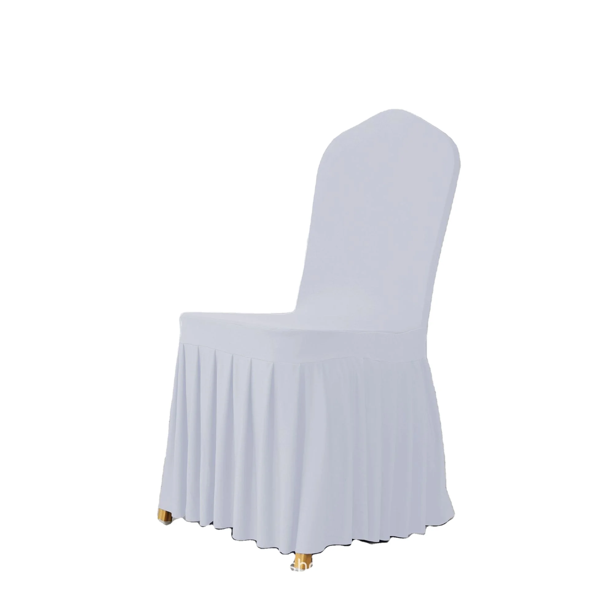 white Banquet chair cover stretch pleated skirt dining chair cover wedding hotel chair cover skirt