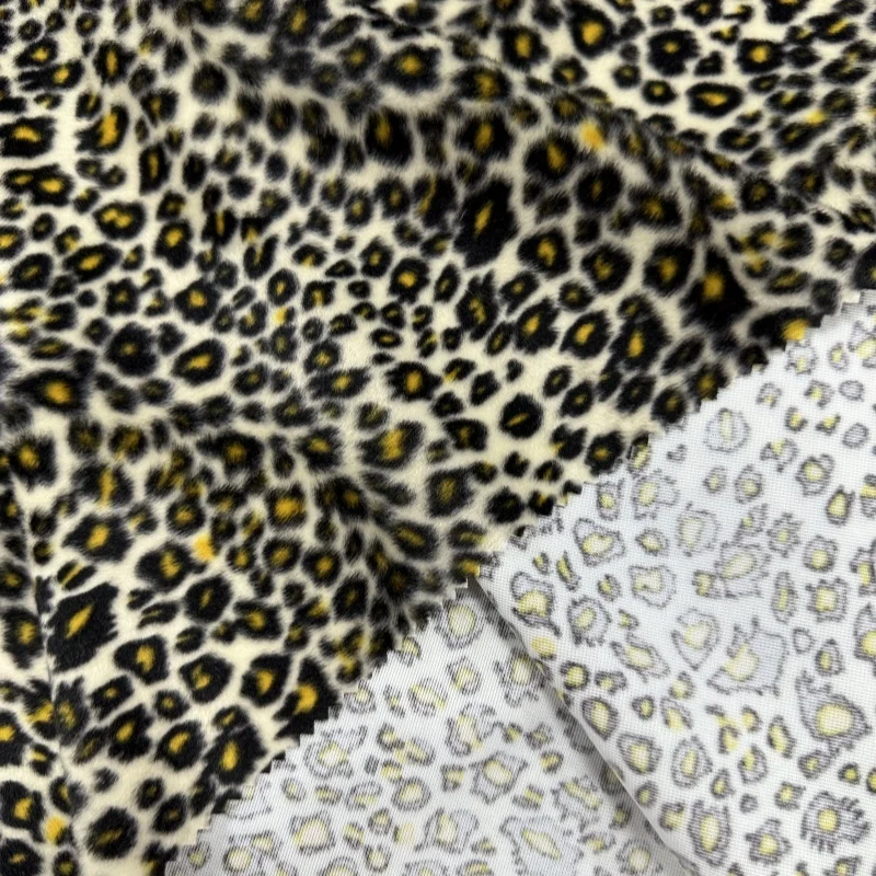 leopard print micro stretch spandex plush crushed microfiber polyester velvet upholstery fabric for dog blanket fabric
