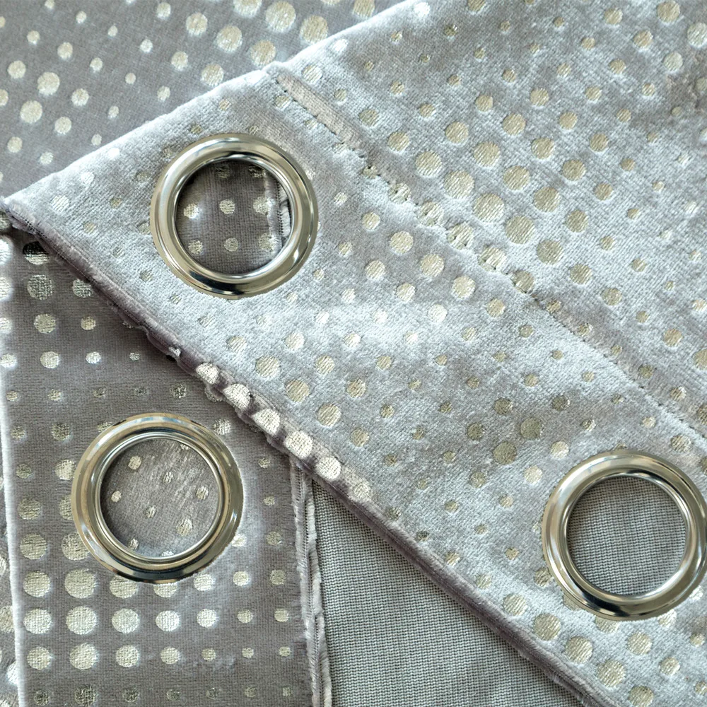 High ceiling 3D metallic printed velvet curtain silver shinning dot warm keep blind shade eyelets curtain