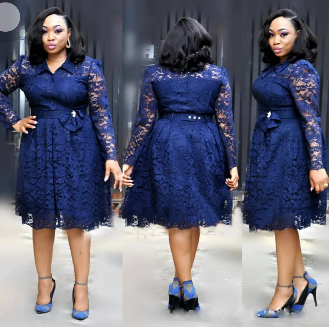 H3144 sexy navy blue shirts collar fashion hot women clothing black new designer lace slim fit A-line 4XL red dresses