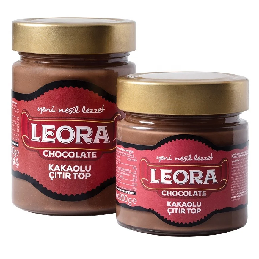 LEORA Cocoa Crispy Chocolate Cream In Glass Jars For Pastry And Confectionery Sectors