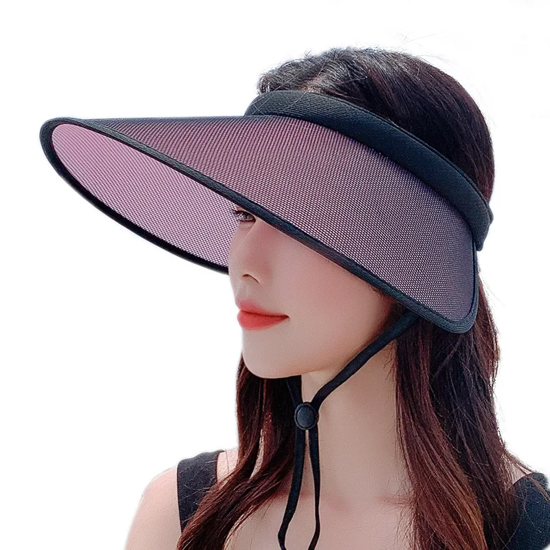 New technology color changing female summer sunshade empty top outdoor cover face big eaves sunscreen riding visor cap hat