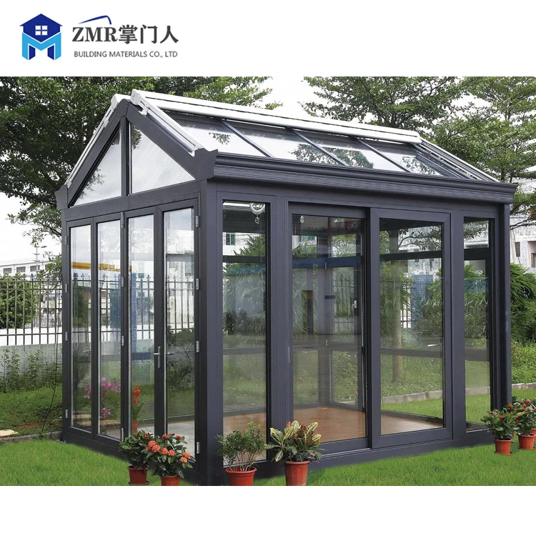 Modular Prefab Four Season Solarium Hollow Sun House aluminum Sun room solution ZMR glass sunroom