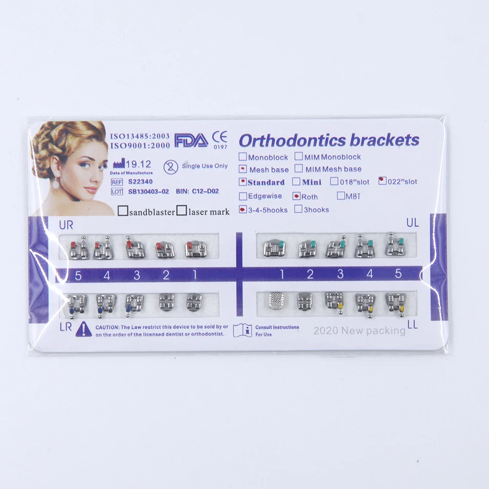 Ортодонтические выдвижные кронштейны Roth 022, стоматологический MIM кронштейн, Пескоструйный мини металлический кронштейн