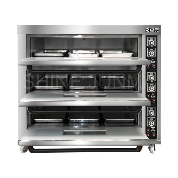 guangdong 3 deck 9 tray industrial baking machine commercial oven bakery equipment electric deck oven gas bread oven