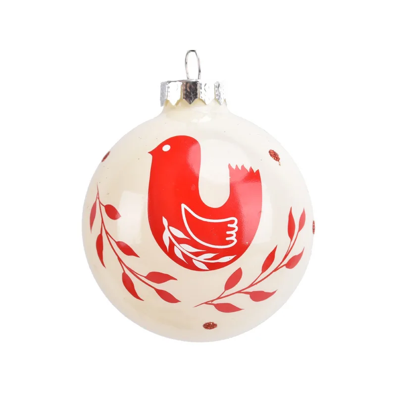 Custom Painted 8CM Christmas Glass Balls with Logo Pattern Christmas Tree Decoration Festival Ornaments