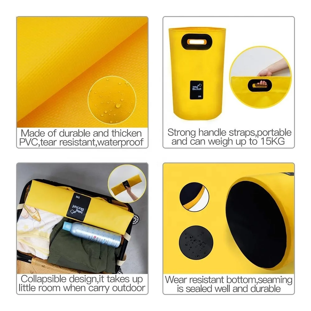 Outdoor Camping Portable 500D Tarpaulin Colapsible Fruit Washing Bag Fishing Waterproof Folding Bucket Bag
