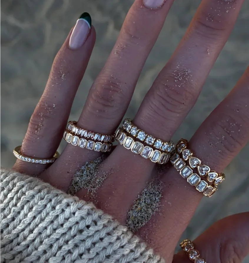 High Quality Delicate 925 Sterling Silver Pave Cubic Zirconia Charm Women Fashion Wedding Engagement Rings jewelry