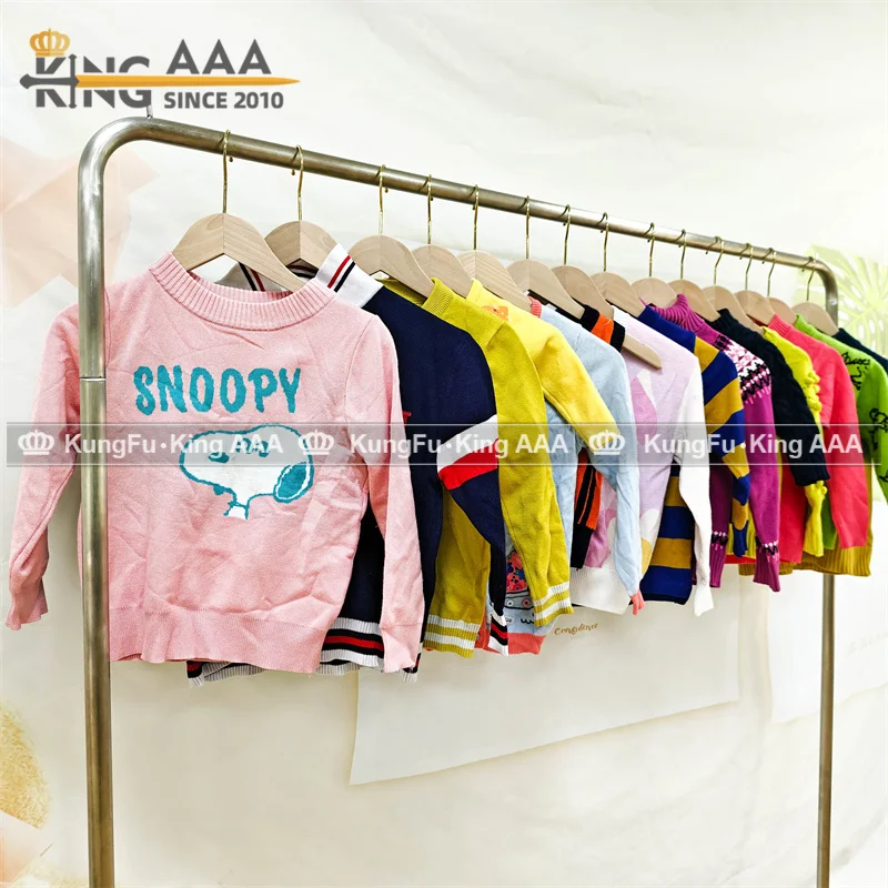 Wholesale kids Used Clothes Winter Children Warm Knit Thick Pullover Baby Jumper Kids Long Sleeve Sweater Second Hand Clothes