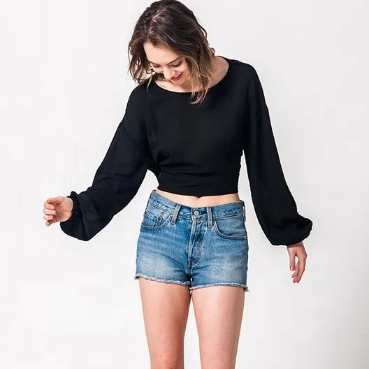 
2020 new arrivals women office lady black long sleeve backless bow knot sashes tops 