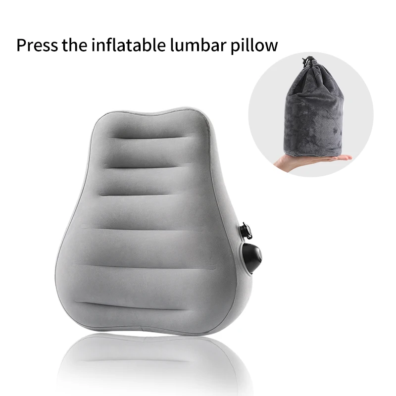 Press Pump Inflatable Sciatica Relief Lower Back Cushion Lumbar Cushion Rest Pillow Camping Headrest for Car Travel Office