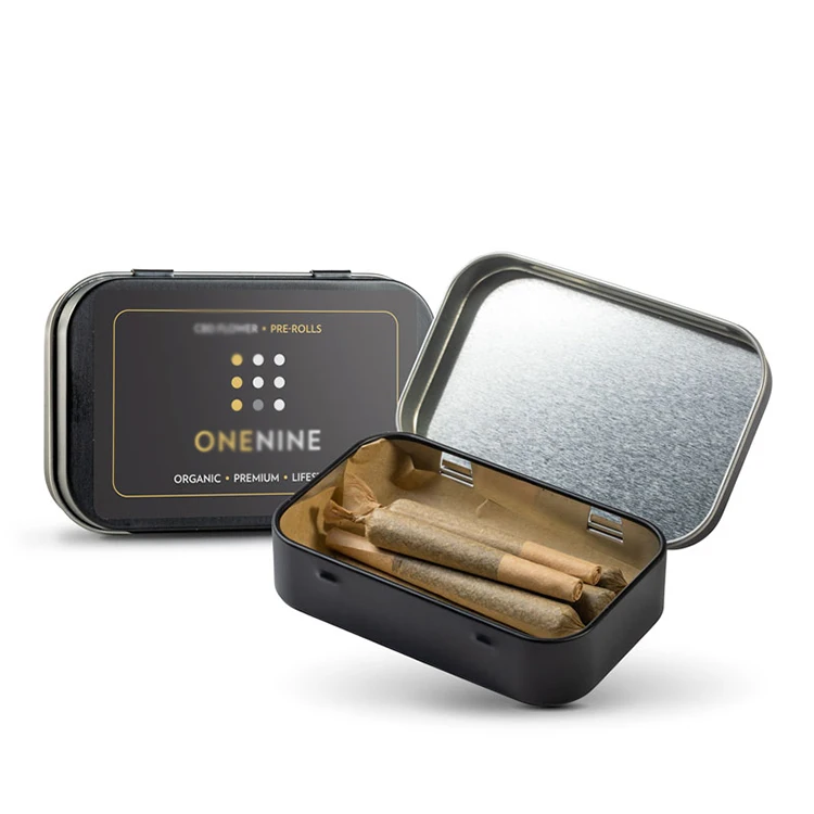 Bulk Portable Hinge Lid Metal Storage Box Small Rectangular Tobacco Tin