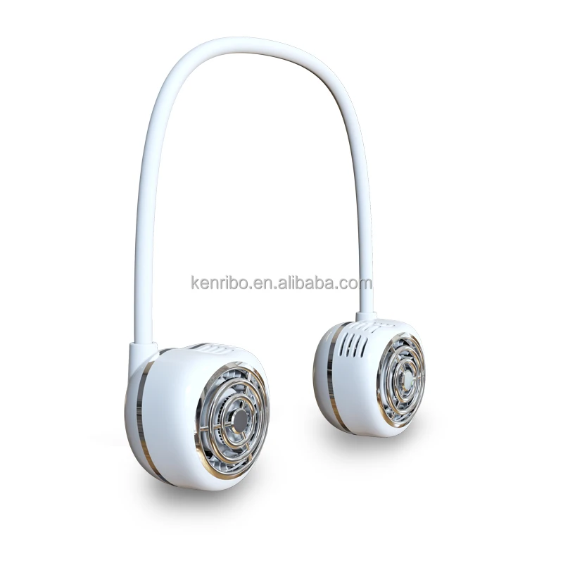 mini personalized electric usb rechargeable cool hang neck fan portable leafless cooling fan wearable bladeless hanging neck fan