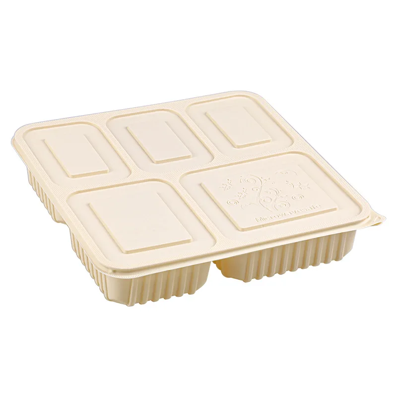 Safe eco friendly degradable packaging boxes corn starch takeaway food containers 3-compartment disposable lunch box